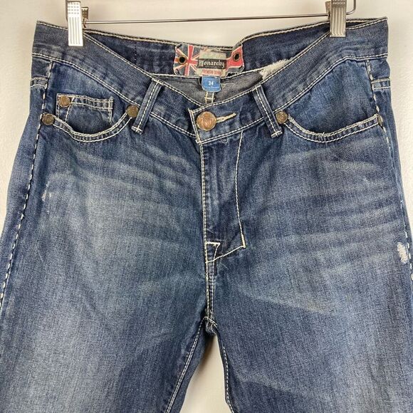 Vintage Y2K Monarchy Collection Men’s Medium Blue Jeans 34x30 Distressed British - Picture 2 of 11